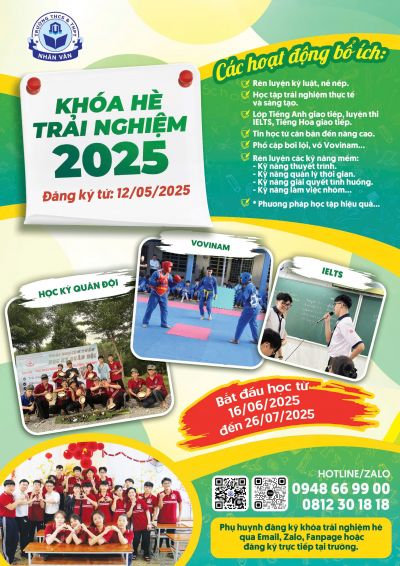 TUYỂN SINH KHÓA TRẢI NGHIỆM HÈ 2025