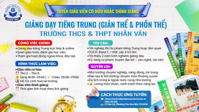 Tuyển dụng Giáo viên Giảng dạy Tiếng Trung