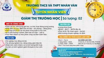 THÔNG BÁO TUYỂN DỤNG GIÁM THỊ TRƯỜNG HỌC
